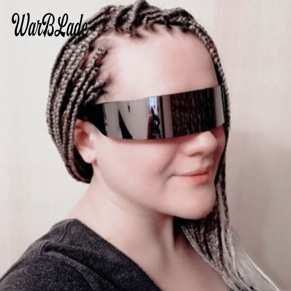 

warblade 2020 new ladies mens black frame wrap sunglasses one piece shades flat novelty costume party funny strange, White;black