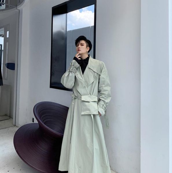 

men's trench coats mens man long coat men clothes england retro overcoat sleeve pocket decoration 2021 autumn designer black, Tan;black