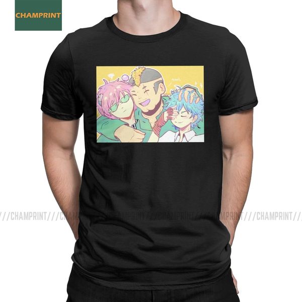 

saiki's main trio the disastrous life of saiki k t-shirts for men kusuo manga kaidou no psi nan cotton tees short sleeve t shirt