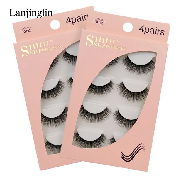 

lanjinglin 4 pairs mink eyelashes false lashes mink 3d fake eyelash extension make up cilios natural long cruelty lash