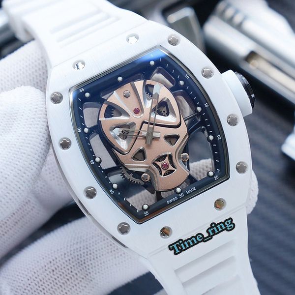 

edition rm52-06 skeleton dial ceramics case japan miyota automatic movement rm52-06 mens watch rubber strap designer luxry watches, Slivery;brown