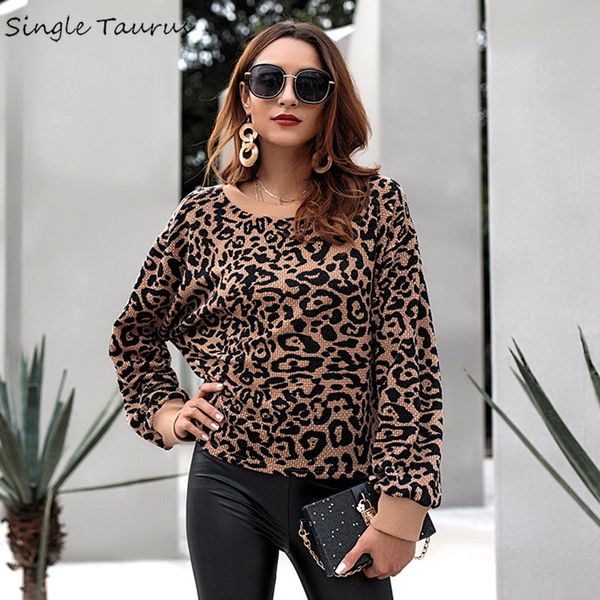 

knitted cotton leopard print sweaters women long sleeve women sweaters and pullovers slim fall winter streetwear pull femme 2020, White;black