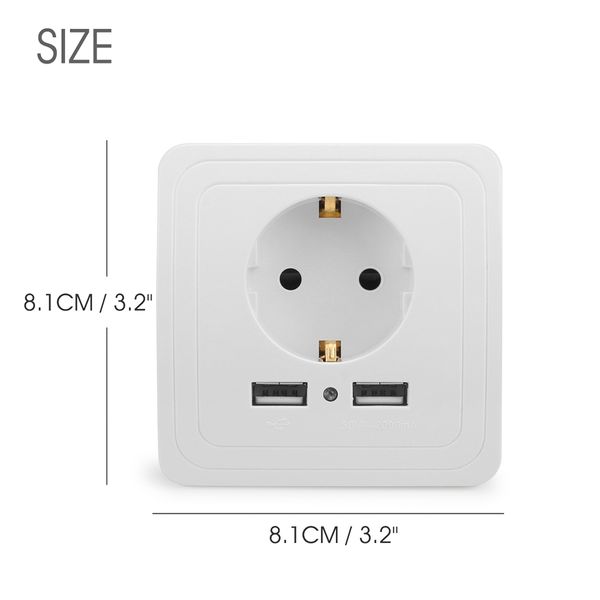 

wall eu socket with white acrylic patch frame european standard wall adapter 5v 2a connector output