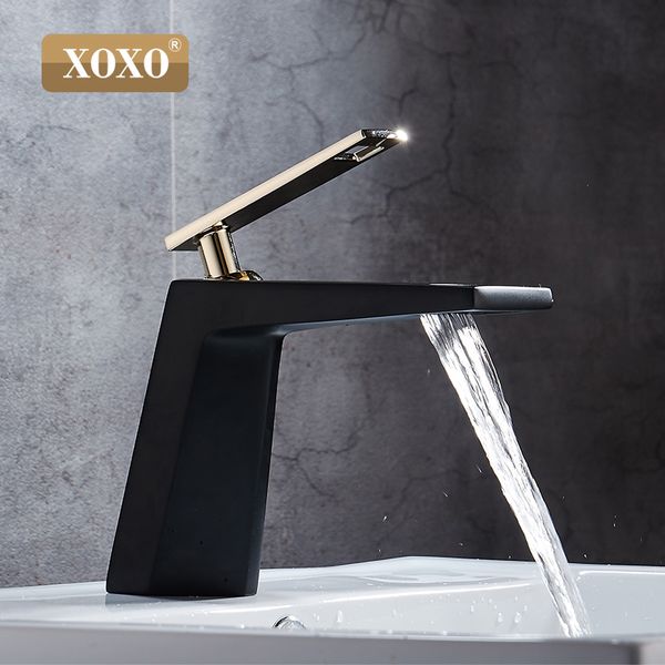 

bathroom sink faucets xoxo black white basinfaucet hollow shape bath waterfall single handle water mixer tap 80015
