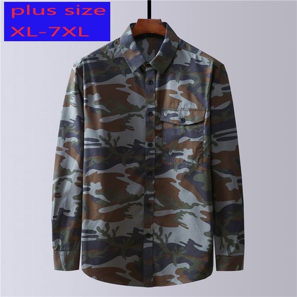 

men's casual shirts arrival fashion super large spring autumn youth men camouflage pure cotton oversize plus size xl-4xl5xl6xl7xl, White;black