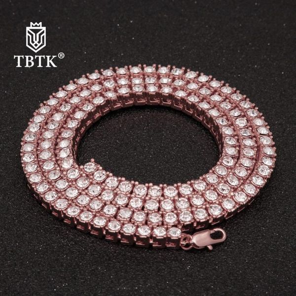 

chains tbtk one row tennis chain choker necklace gold zinc alloy metal jewelry paved bling crystal zircon punk style hiphop man luxury, Silver