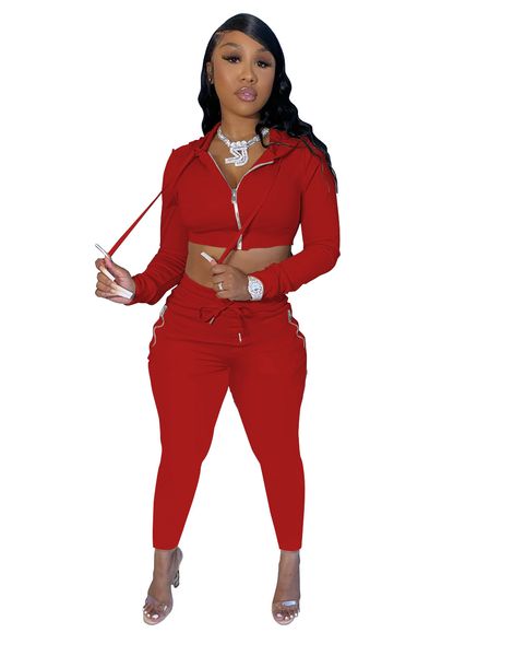 

sport zipper casual womens tracksuits spring autumn hooded solid color bodycon designer women clothing 2 pieces, Gray