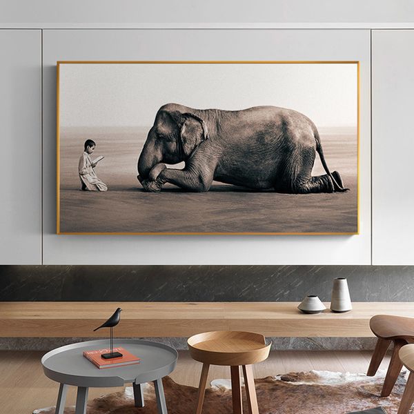 

paintings buddha modern canvas painting nordic posters and prints zen home decoration elephant religion art wall picture for living room