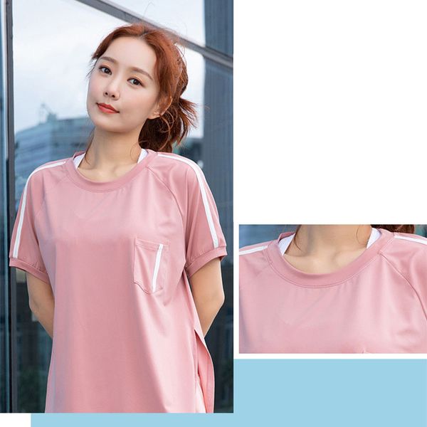 

yoga outfits plus size s-3xl sports shirts women fitness gym workout running short sleeve loose sport t-shirts crop, White;red