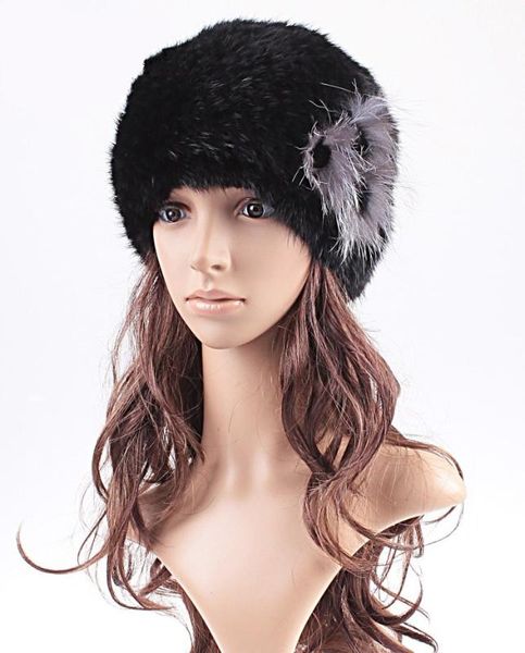 

cap for women thickening knitted warm fashion beanies with floral female autumn winter real hat h905, Blue;gray