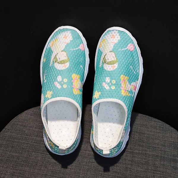 

wdhkun new cartoon print women sneakers slip on light mesh shoes summer breathable flats shoes zapatos planos, Black