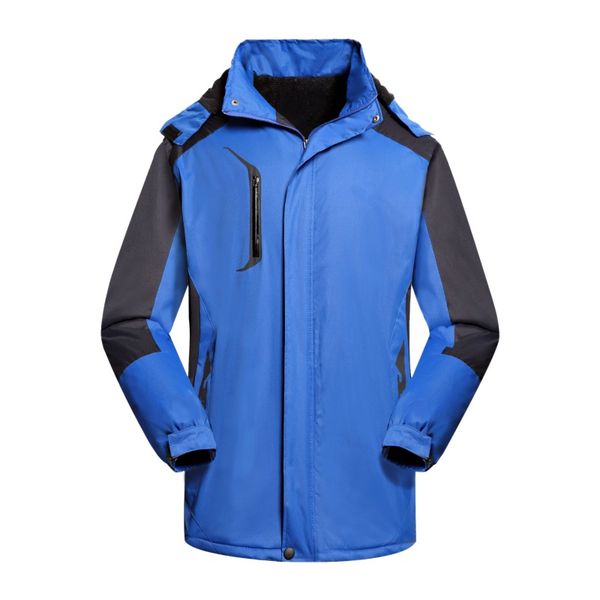 

men women waterproof plus velvet thickening jacket autumn winter outdoor trip coat windbreaker climbing hiking jackets, Blue;black