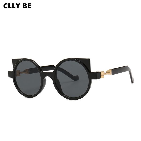 

women brand designer cat eye sunglasses vintage metal reflective glasses for women retro gafas sense of technology, White;black