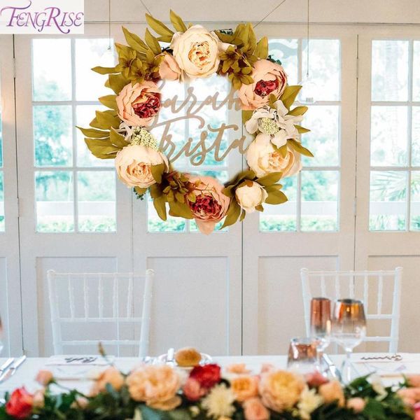 

fengrise artificial flower garland window door hanging wreath fake flower for wedding home decor bride to be decorative