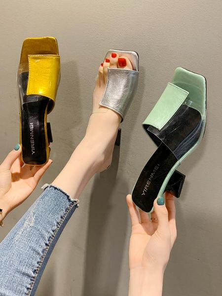 

the new peep-toe outside wear han edition high fashion sandals with a word, Black