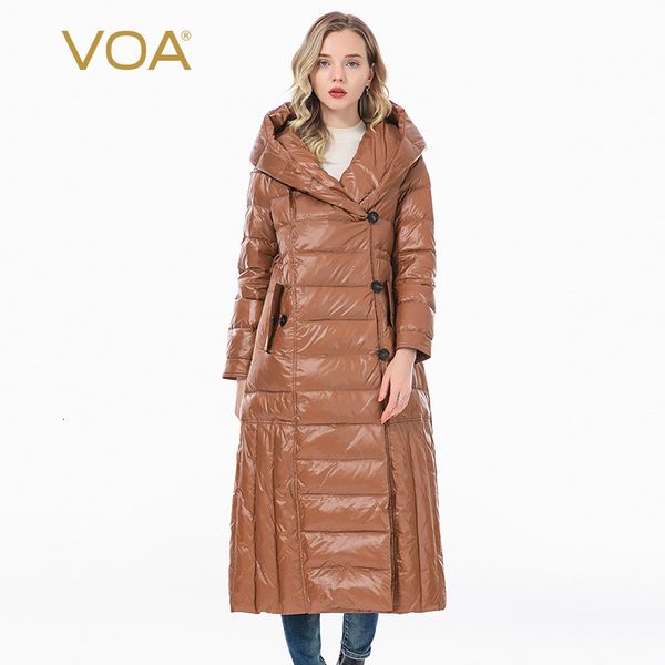 

voa anti-сезон зазор браун с капюшоном двойной карман черная кнопка матовый и толстый колен вниз куртка gy31, Black;white