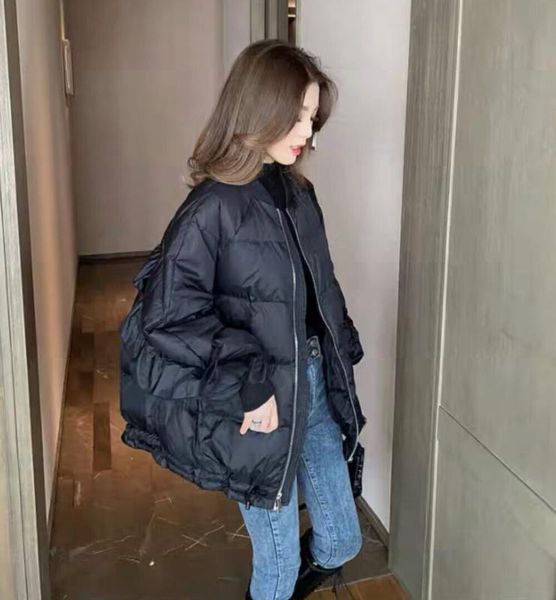 

winter style of fashion wind short sleeve % reduction of age lotus leaf white duck down down jacket coat, Black