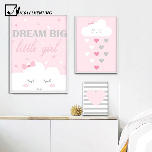 

мультфильм улыбка облако nursery стены искусства холст картина минималистский плакат печать нордик дети украшения фото baby girl room decor