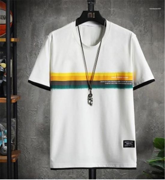 

mens designer contrast color tshirts summer crew neck letter and striped casual loose mens short sleeve tees, White;black
