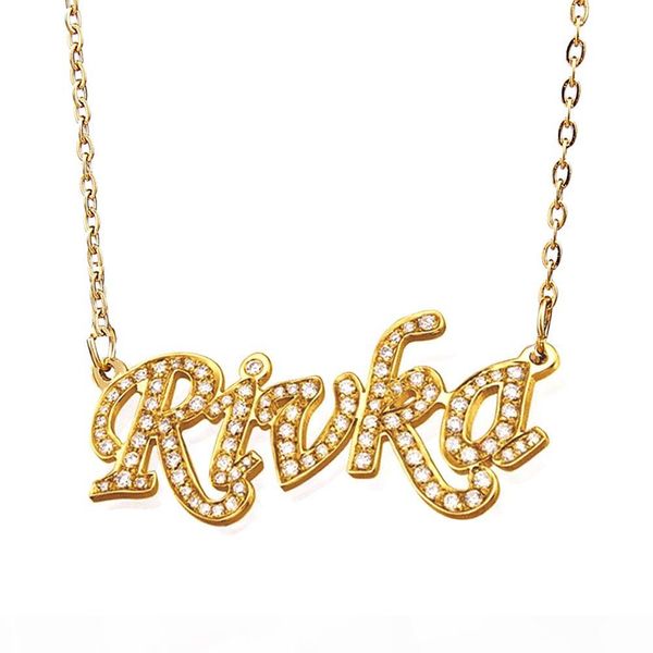

custom name necklace personalized with iced out cubic zirconia for women s925 sterling silver pave any language nameplate customized 2694