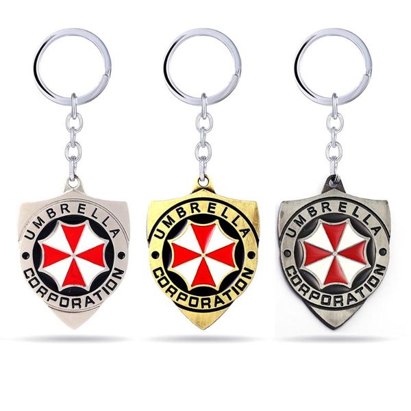 

2 colors alloy keychain umbrella corporation logo shield shape hoder for fans unique movie jewelry accessories, Silver