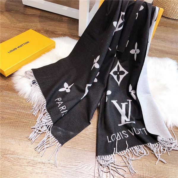 

2020 new fashion winter designer 100% cashmere scarf women and men brand luxury luxury scarves;1l lv scarf 1l, Blue;gray