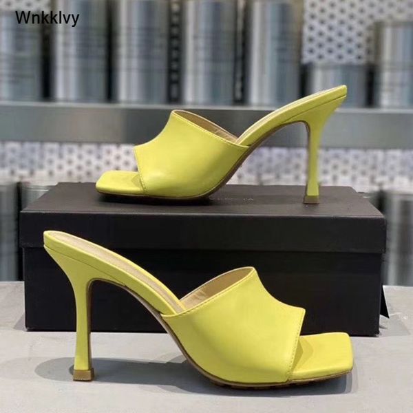 

women sandals high heels 2020 summer beach shoes dress party slippers candy color genuine leather runway sandalias zapatos mujer, Black