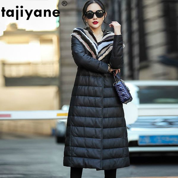 

autumn winter coat women clothes 2020 genuine leather jacket real collar sheepskin down coat female long zt4956, Black