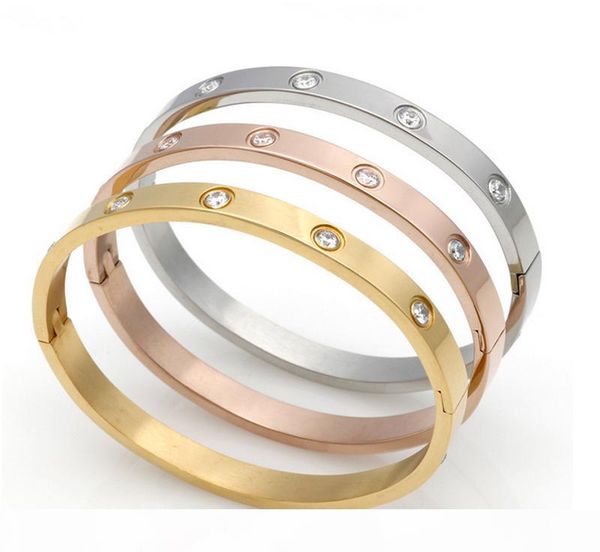 

stainless steel ten drill vacuum 18 kk gold edition korean couple, women's and women's buckle bracelet eternity ring, Black