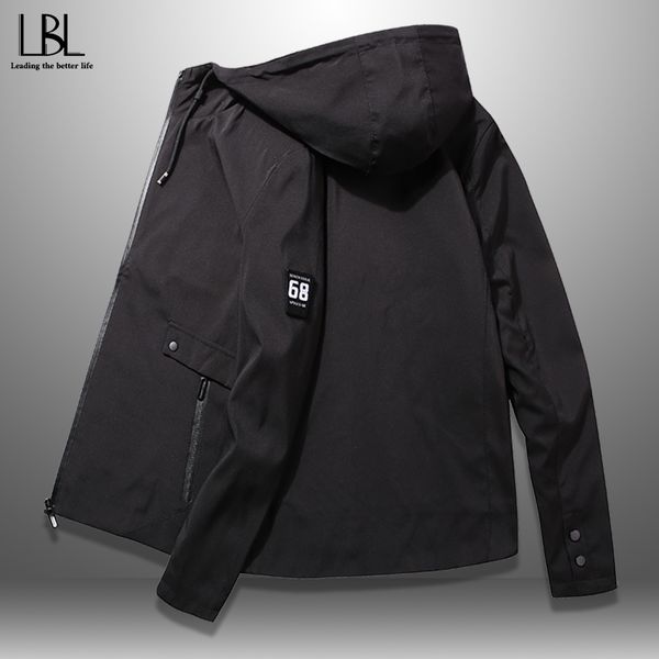 

2020 spring hooded jacket men outwear zipper men's bomber jackets casual coat man sportswear middle-aged male slim fit 4xl, Black;brown