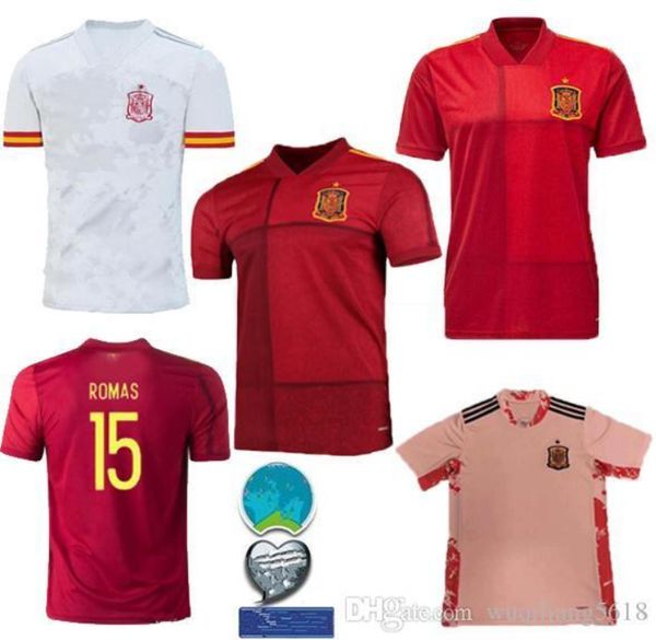 

fast ship spain soccer jersey home red 20 21 camiseta de futbol sergio a.iniesta koke asensio silva isco football uniform, Black;yellow