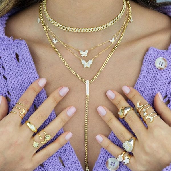 

ins butterfly necklace design temperament clavicle chain micro-inlaid zircon electroplating real fashion jewelry for women, Silver