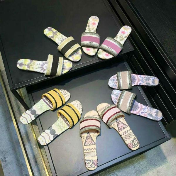 

luxury design leather ladies sandals summer flat slipper fashion beach woman cartoon big head slipper rainbow letters slipper, Black;grey