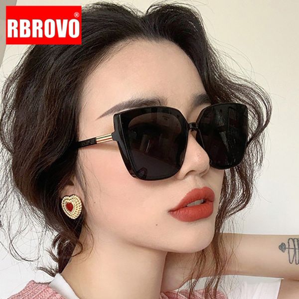 

rbrovo cateye designer 2020 retro sunglasses women square glasses women/men luxury oculos de sol x05k, White;black