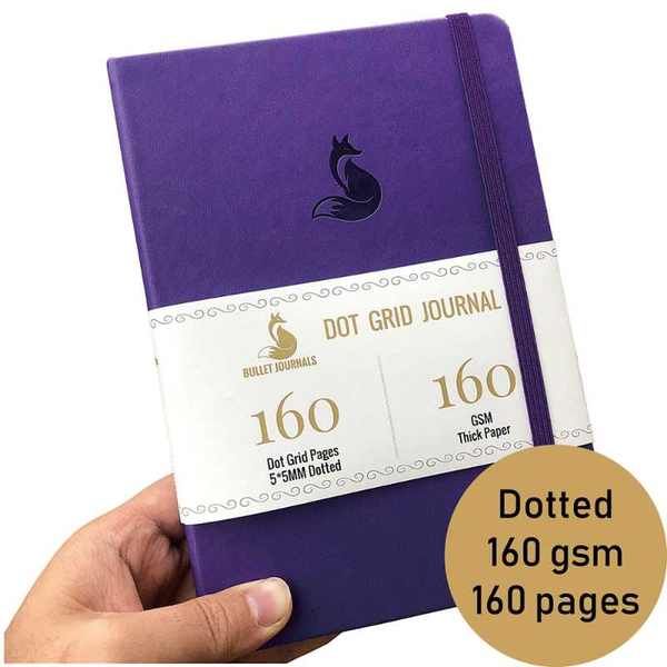 

dot grid journal notebook 5.6 x 8 inch hardcover faux pu leather, sketchbook for ideas, Purple;pink