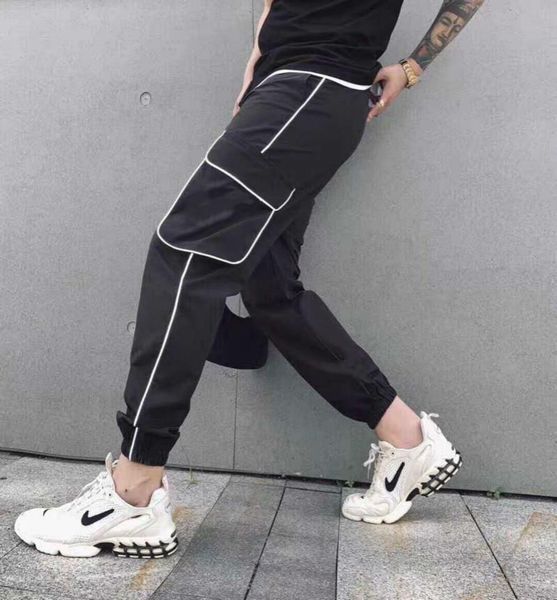 

men's casual trousers cotton overalls elastic waist full len multi-pocket plus fertilizer xl men's clothing big size cargo pants 8, Black