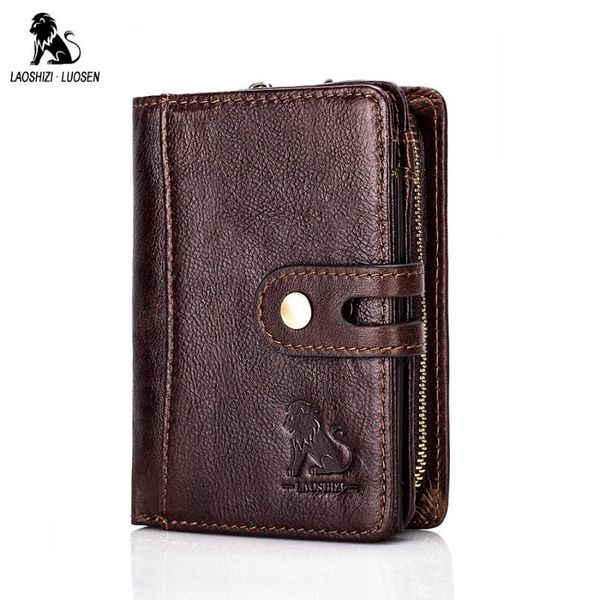 

laoshizi luosen натуральной кожи rfid мужчина wallet держатели кредитных карт бизнес дважды zipper натуральной кожи кошелек кошелек carteira, Red;black
