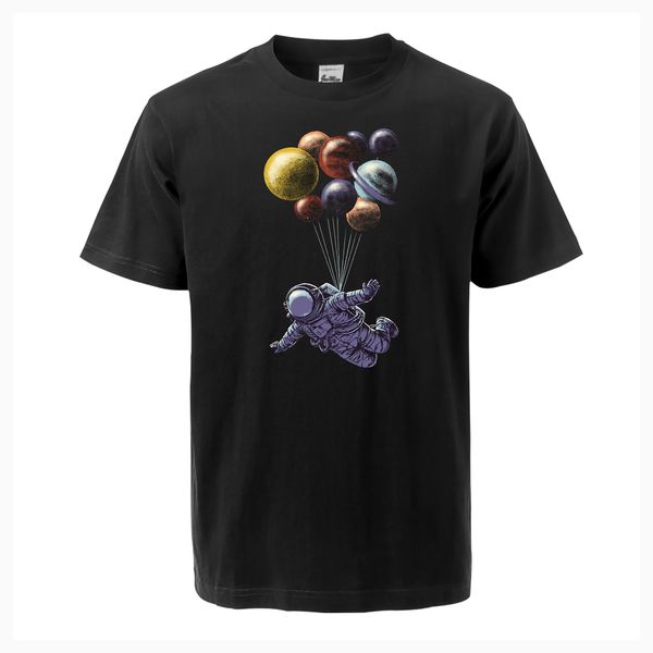 

plante balloon t shirt astronaut fly space print short sleeve t casual cotton mens tees new fashion 2019 summer streetwear