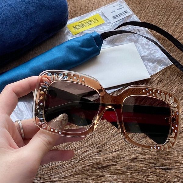 

3862 popular women fashion sunglasses square summer style full frame uv400 protection 0083s sunglasses mixed color come with box, White;black