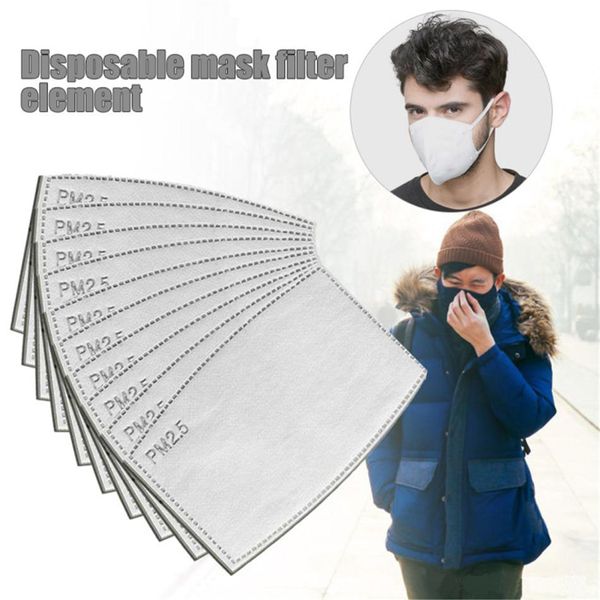 100pcs PM2.5 Filtre Kağıdı Karşıtı Haze Ağız Anti Toz Maskesi Aktif Karbon Filtre Kağıdı Health Care Maske