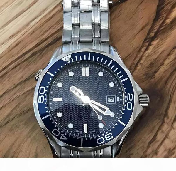 

2018 new luxury mens professional 300m james bond 007 blue dial sapphire automatic watch men's watches, Slivery;brown