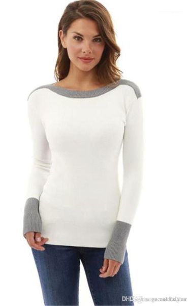 

crew neck tees casual slim ladies women fashion solid panelled tshirt spring autumn designer female, White