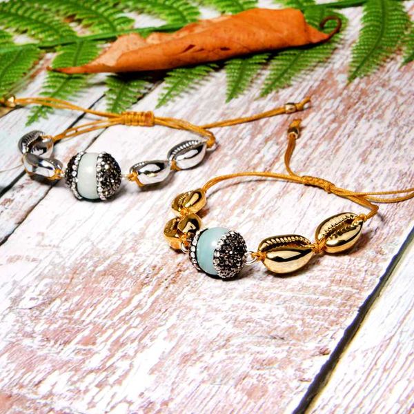

moon girl natural stone cowrie wrap charm bracelet fashion chic friendship trendy bohemian shell pulseras women dropshipping, Red;blue