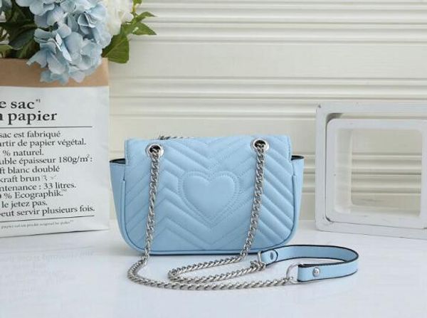 

new marmont shoulder bags fashion vintage silver chain handbags women bags famous leather crossbody bag size 23x6x15cm
