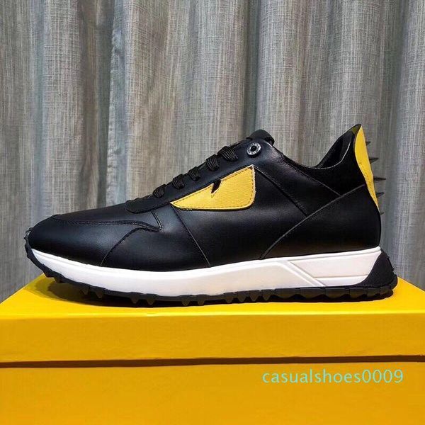 

2019 fd luxury brands fun fur designer sneaker shoes genuine leather gift mens women racer sports casual c09, Black