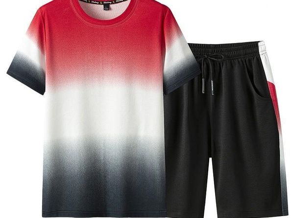 

crew neck designer short sleeve mens sets fashion solid color mens 2pcs tie dye mens loose tracksuits casual, Gray