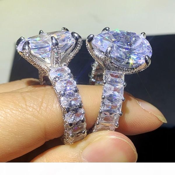 

choucong selling big dove egg 10ct diamond ring vintage jewelry 925 sterling silver water drop party women wedding engagement band ring, Slivery;golden