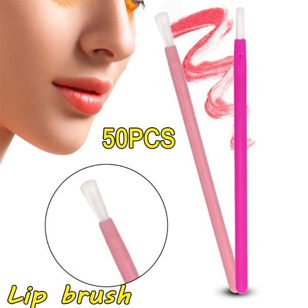

50pcs/pack multi-color disposable makeup lip brush lipstick gloss wands applicator makeup tools fashion cosmetic brushes