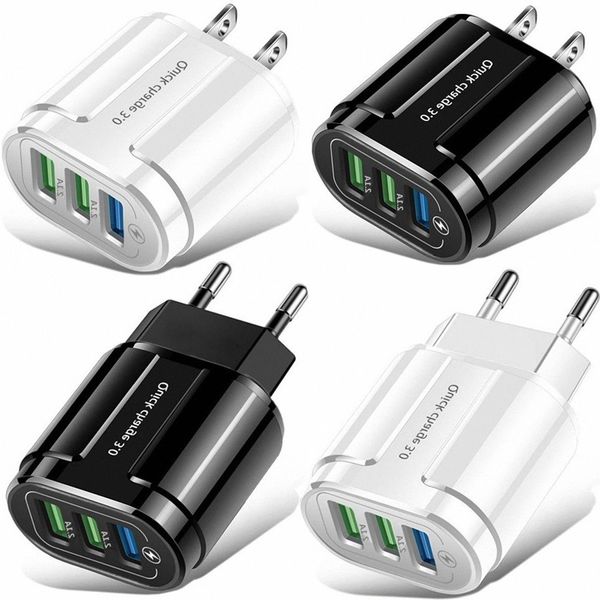 Быстрая зарядка ЕС US US QC3.0 Настенное зарядное устройство USB адаптер питания 1 2 3 порты для Samsung S10 S20 Примечание 10 iPhone 7 8 11 LG PC MP3