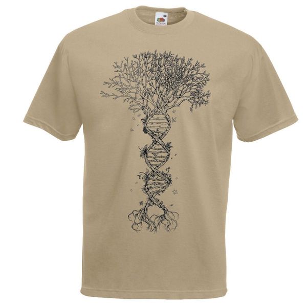

2019 cotton casual brand mens khaki tree of life dna t-shirt human genetic code sacred geometry ovie tee